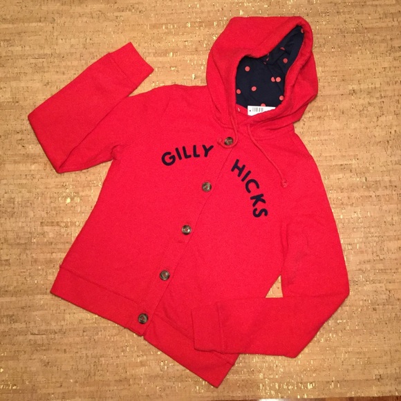 Gilly Hicks Other - Gilly Hicks Sidney Girls Red Button Hoodie